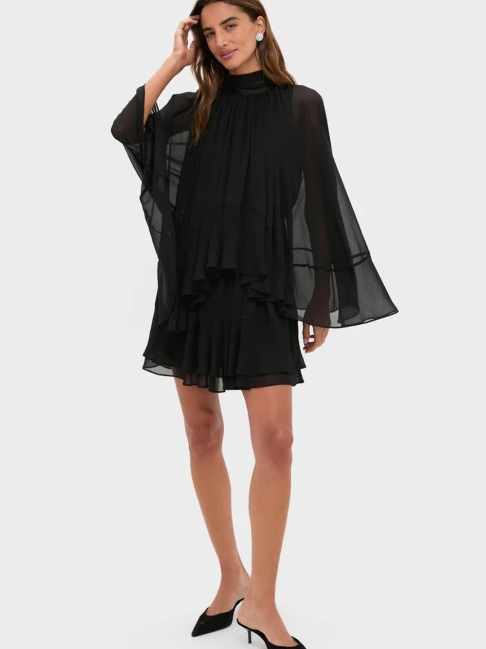 Tuckernuck Black Cape Chiffon Mayfield Dress NWT
